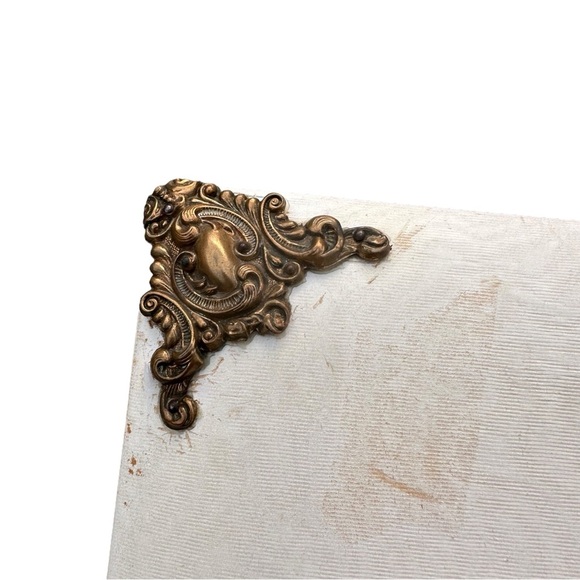 Antique Victorian Wood Leather Album Cherubs Ormolu Latch Accents Cabinet Cards - Picture 3 of 16